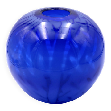 Imposant vase bleu en verre soufflé de Nicolas Morin