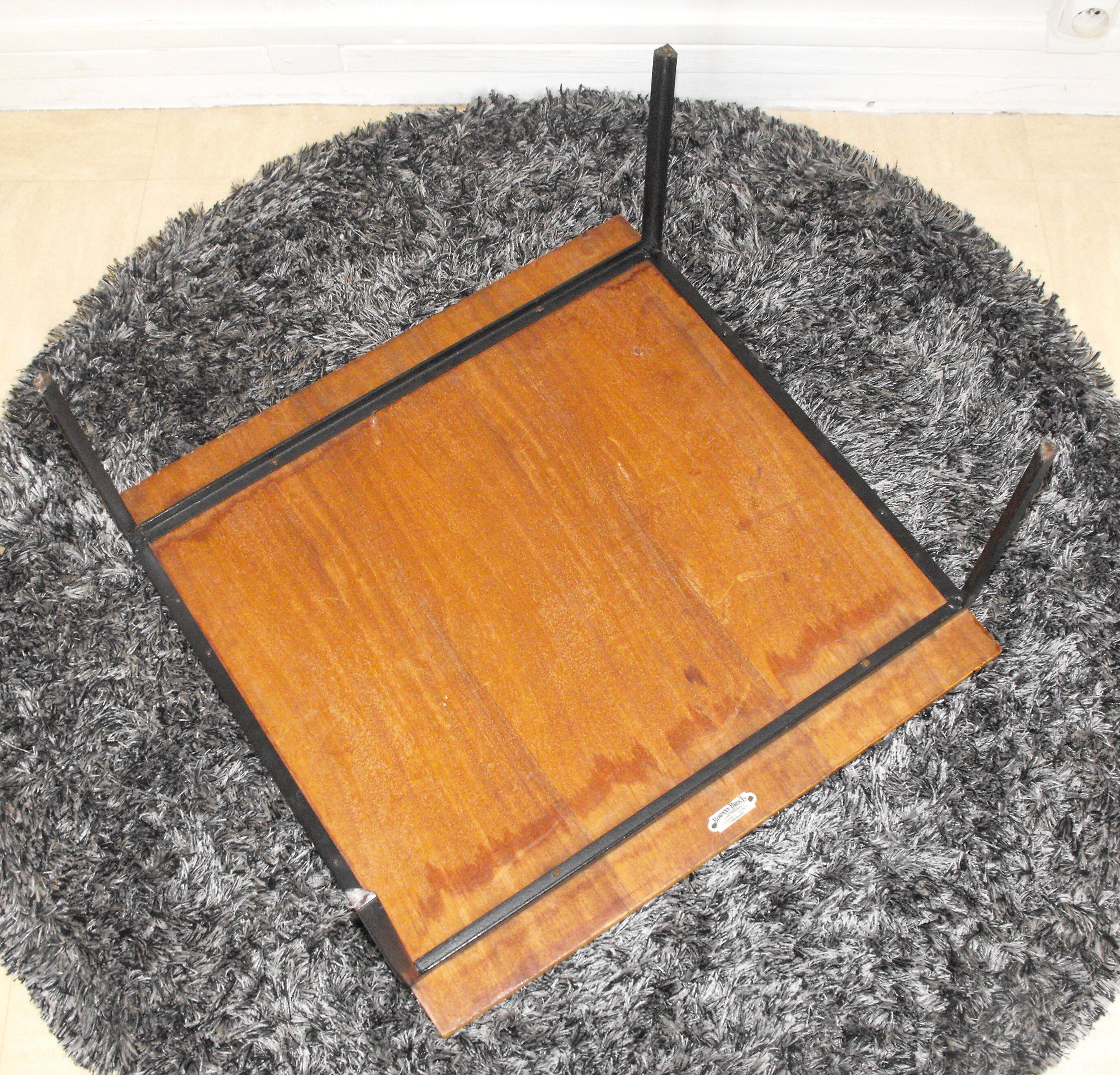 Small coffee table metal and wood design BOWMAN BROS years 50.