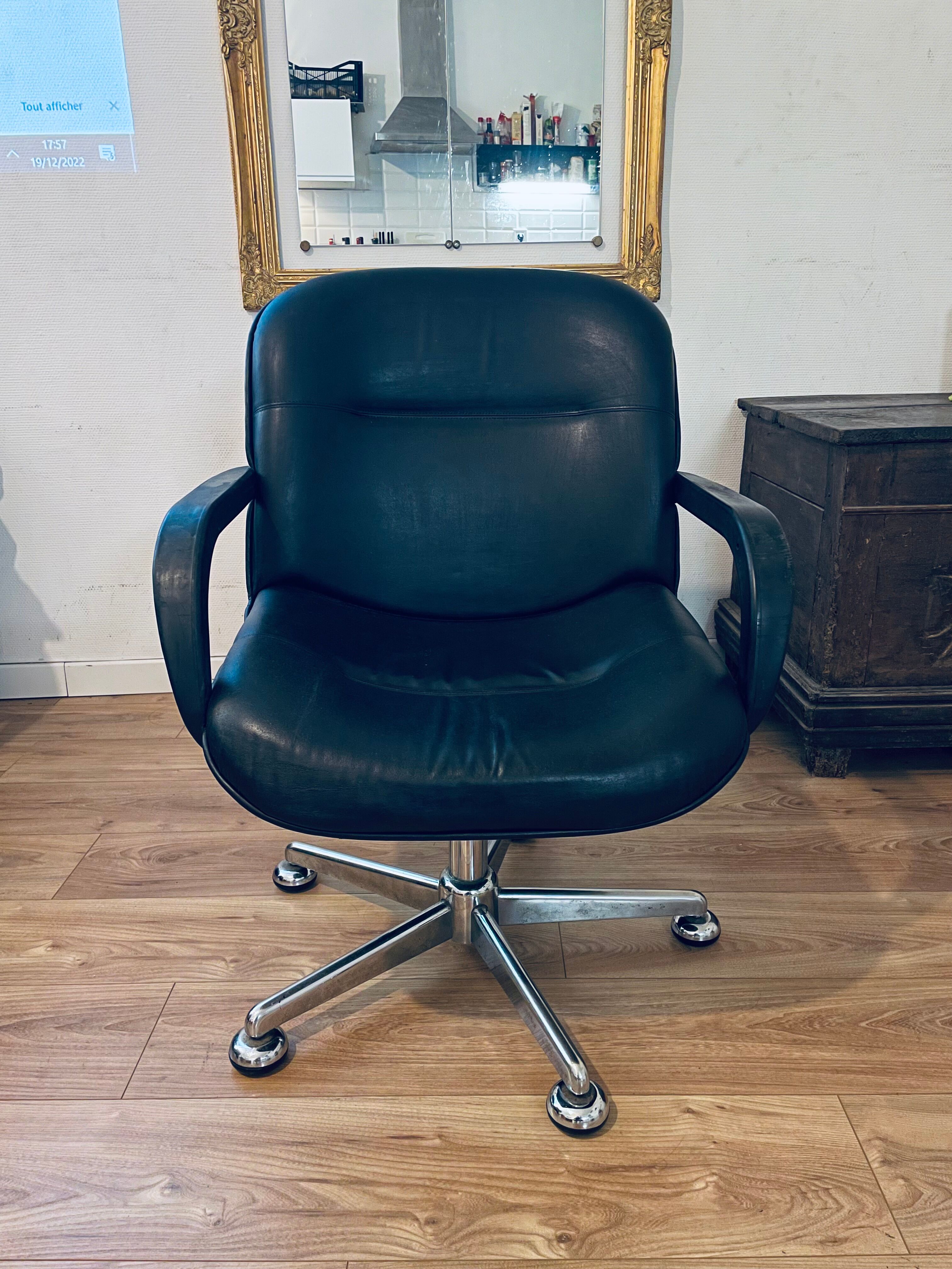 Vintage black leather armchair