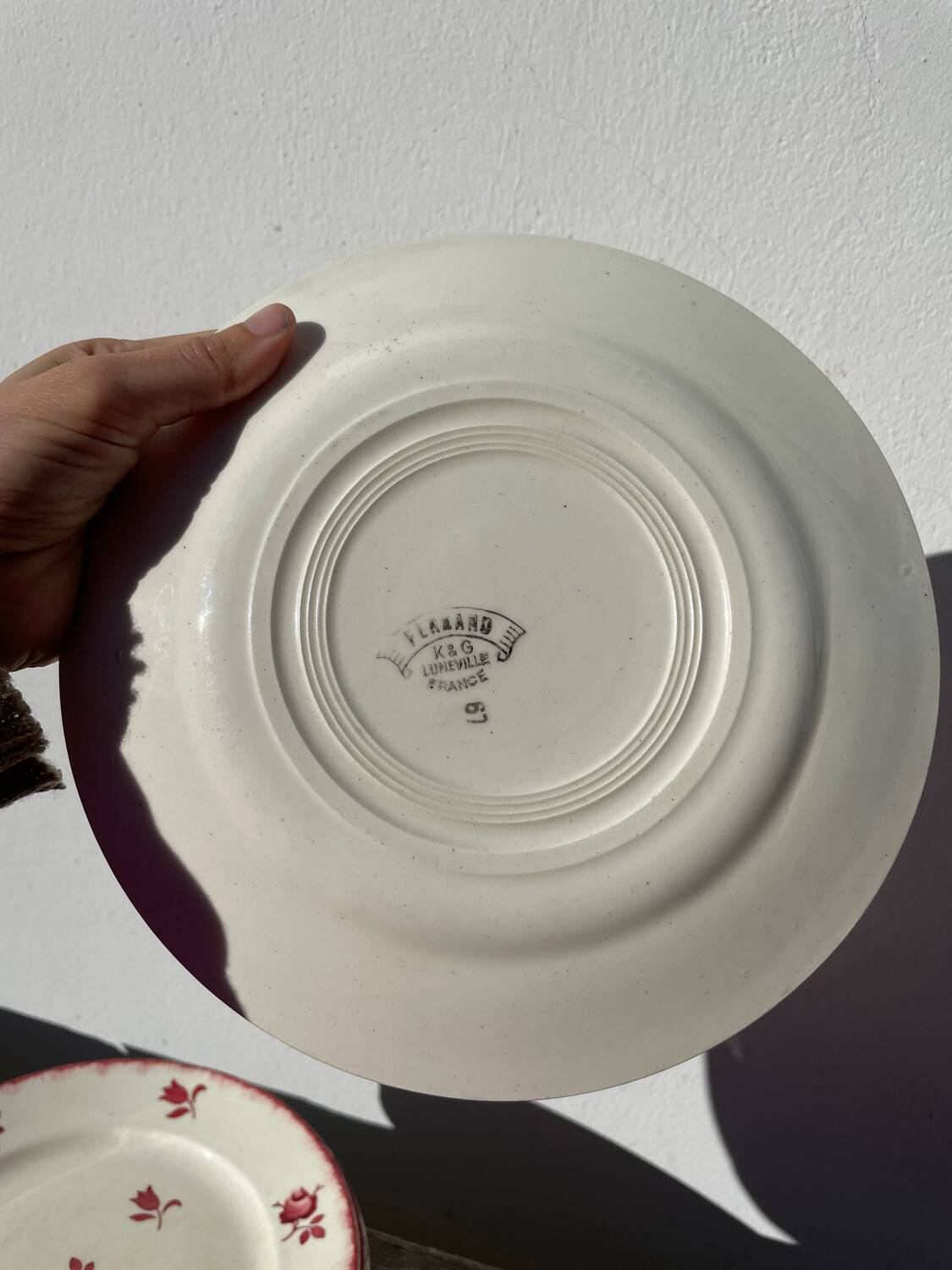 4 old Luneville flower plates