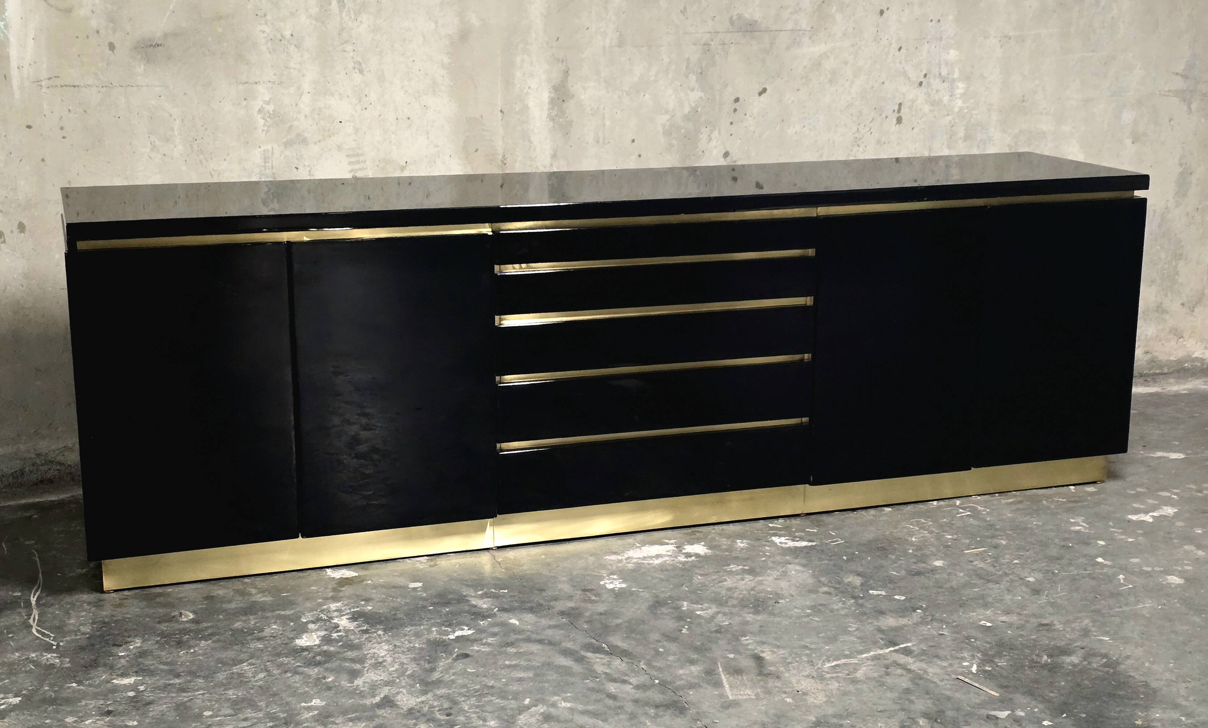 Jean-Claude Mahey for Maison Romeo Paris — Sideboard in black lacquer and milk.
