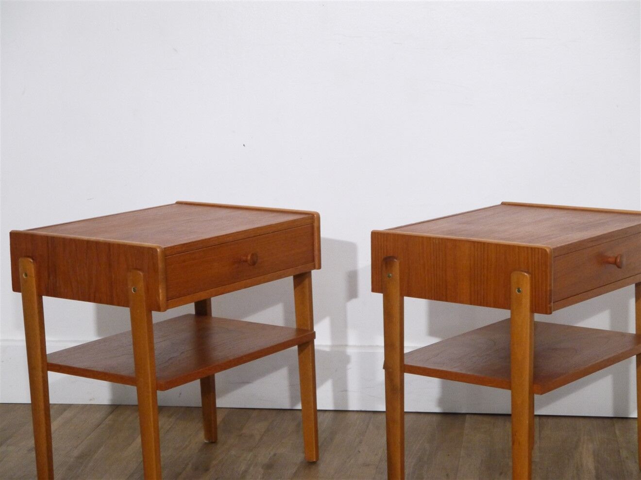 Pair of vintage Scandinavian teak bedside tables 1960