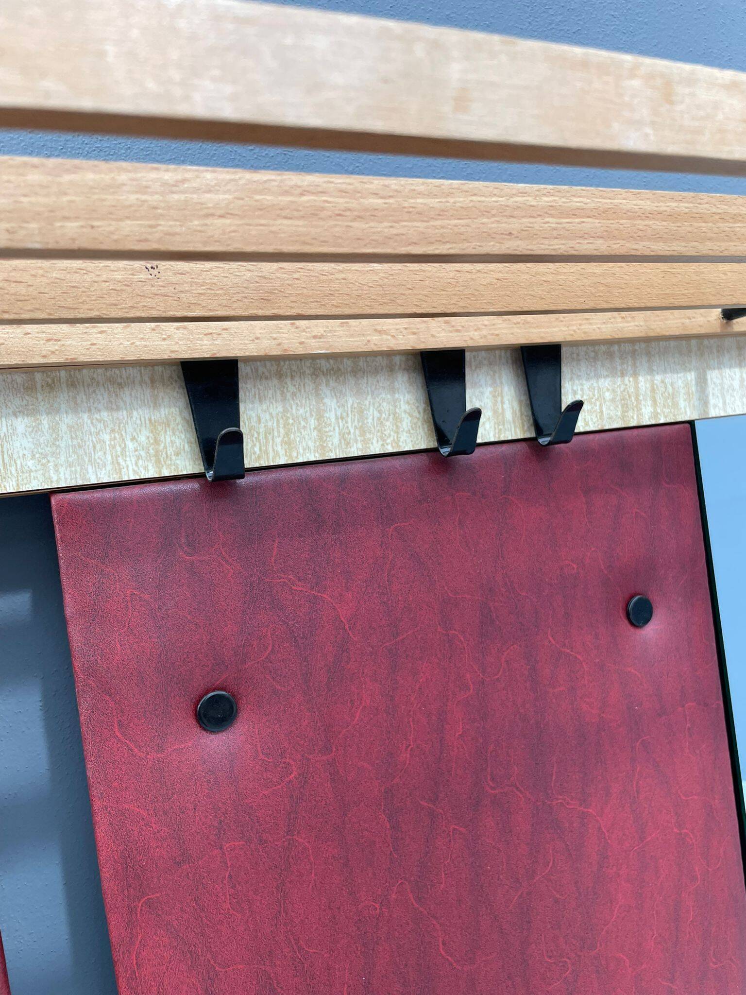 Vintage Wall-Mounted Hallway Panel with Hooks, Mirror & Shelf, 1960s