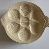 set of 6 oyster plates in ivory Gien earthenware 1960