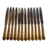 12 Table Knives in Gold Metal