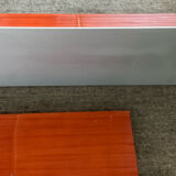 Pair of contemporary wall shelves in steel and stained wood