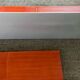 Pair of contemporary wall shelves in steel and stained wood
