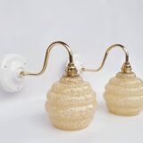 Speckled glass swan neck wall lights