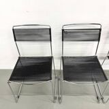 Set of 6 "Spaghetti" Chairs Italian Design 80s – Black & Chrome