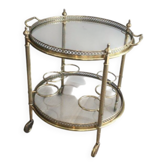 Round brass rolling table attributed to Maison Jansen