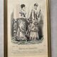 Pair of framed fashion engravings from the 19th century.