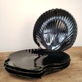 Black glass plates - Scallop