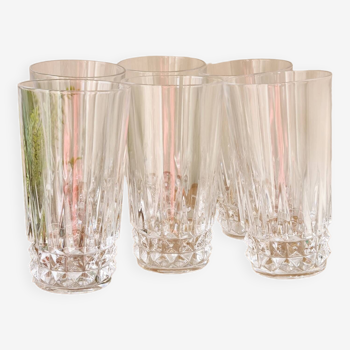 Lot de 6 verres haut en cristal pointes diamant