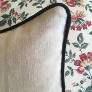 Cushion in old linen canvas 19th old black piping