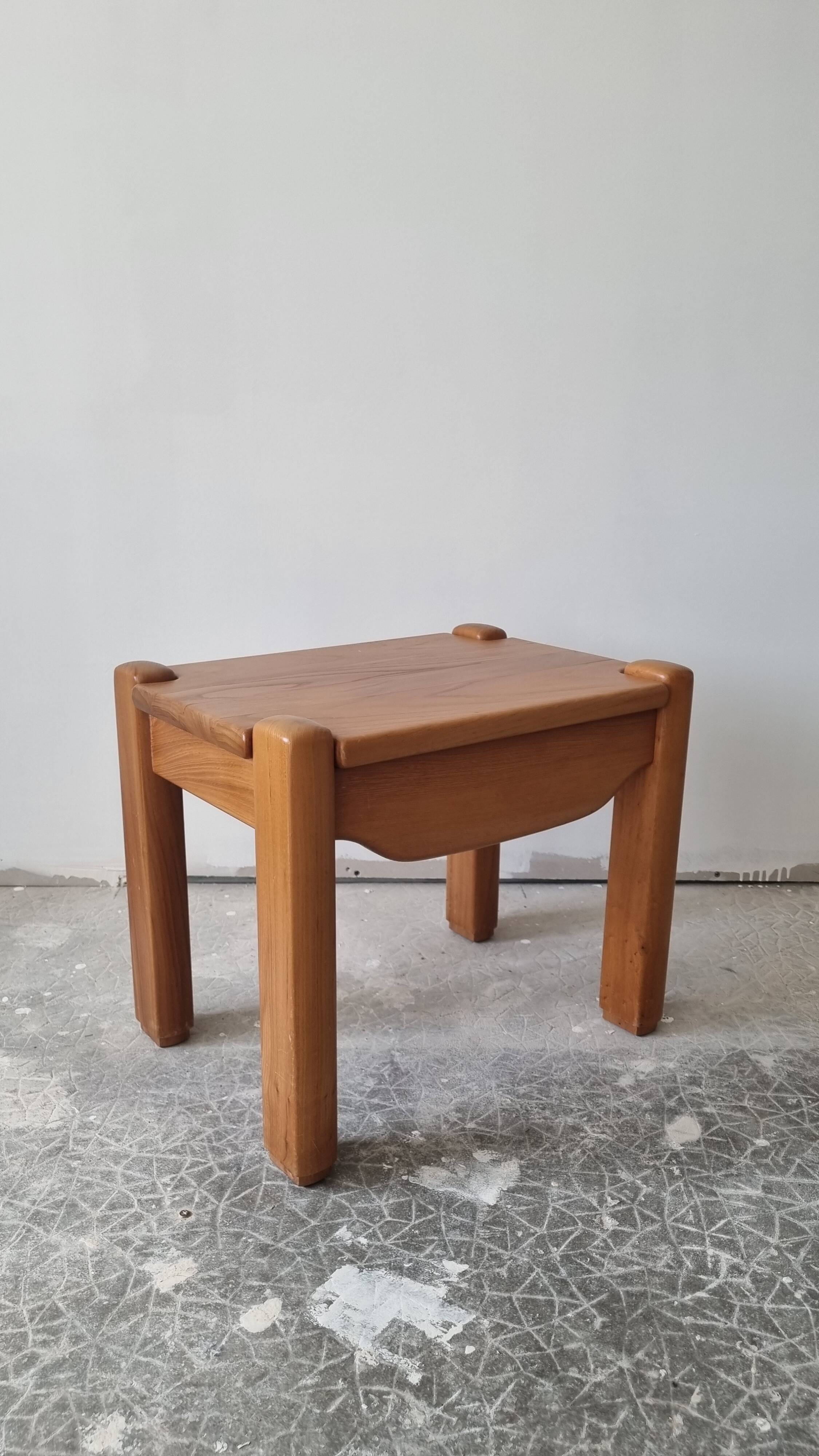 Vintage solid elm bedside table