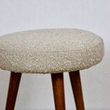 Round beige boucle stool