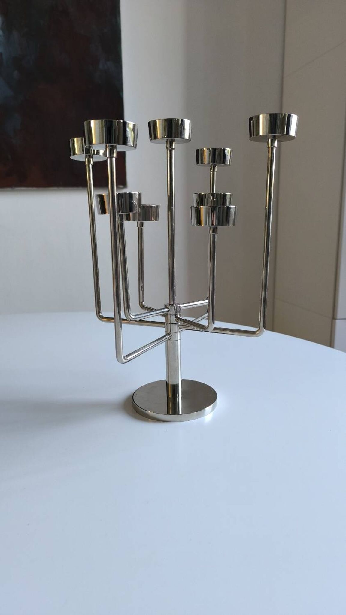 Chrome metal habitat candle holder from the 90s