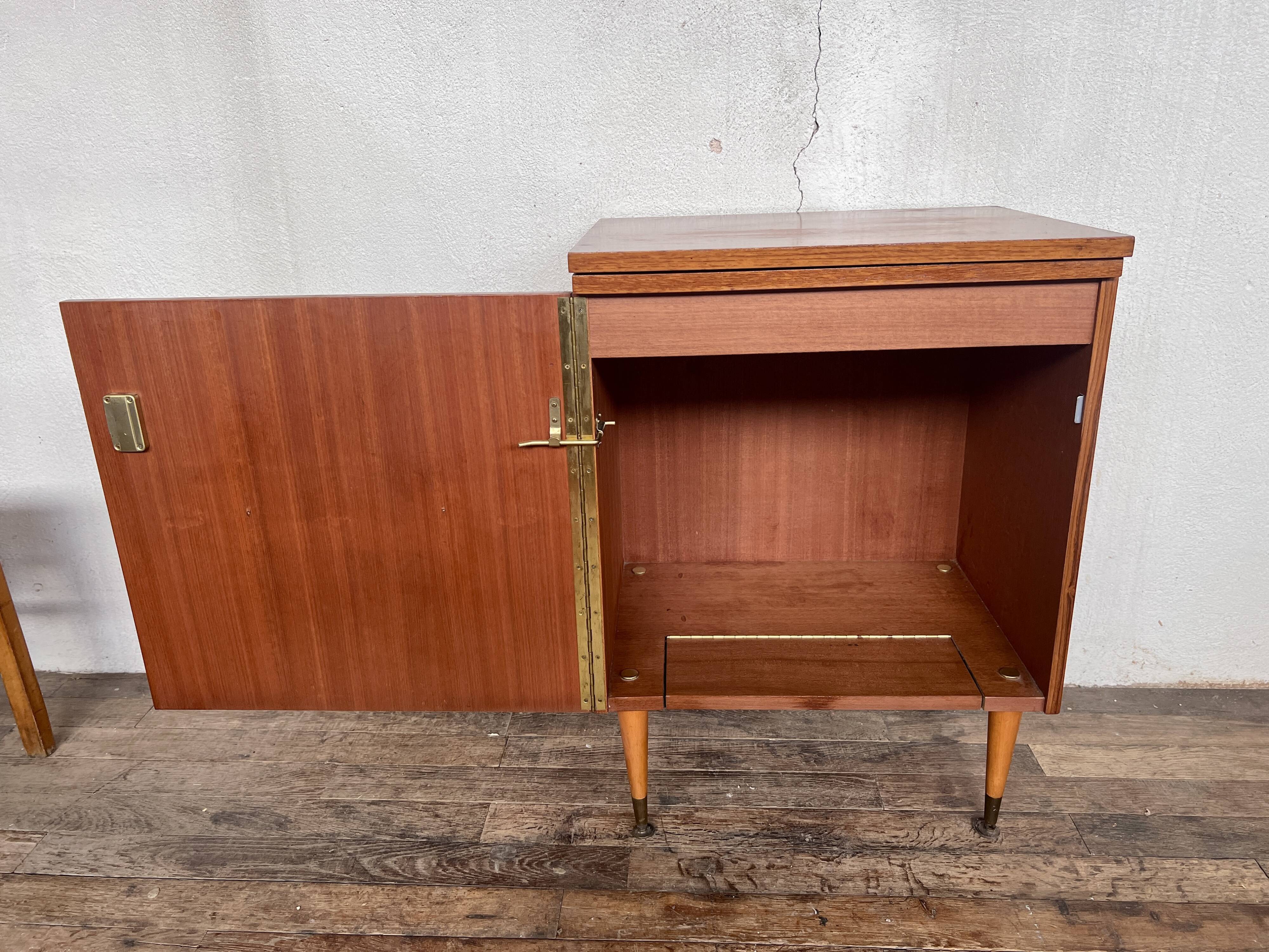 Meuble bar vintage en teck 1960