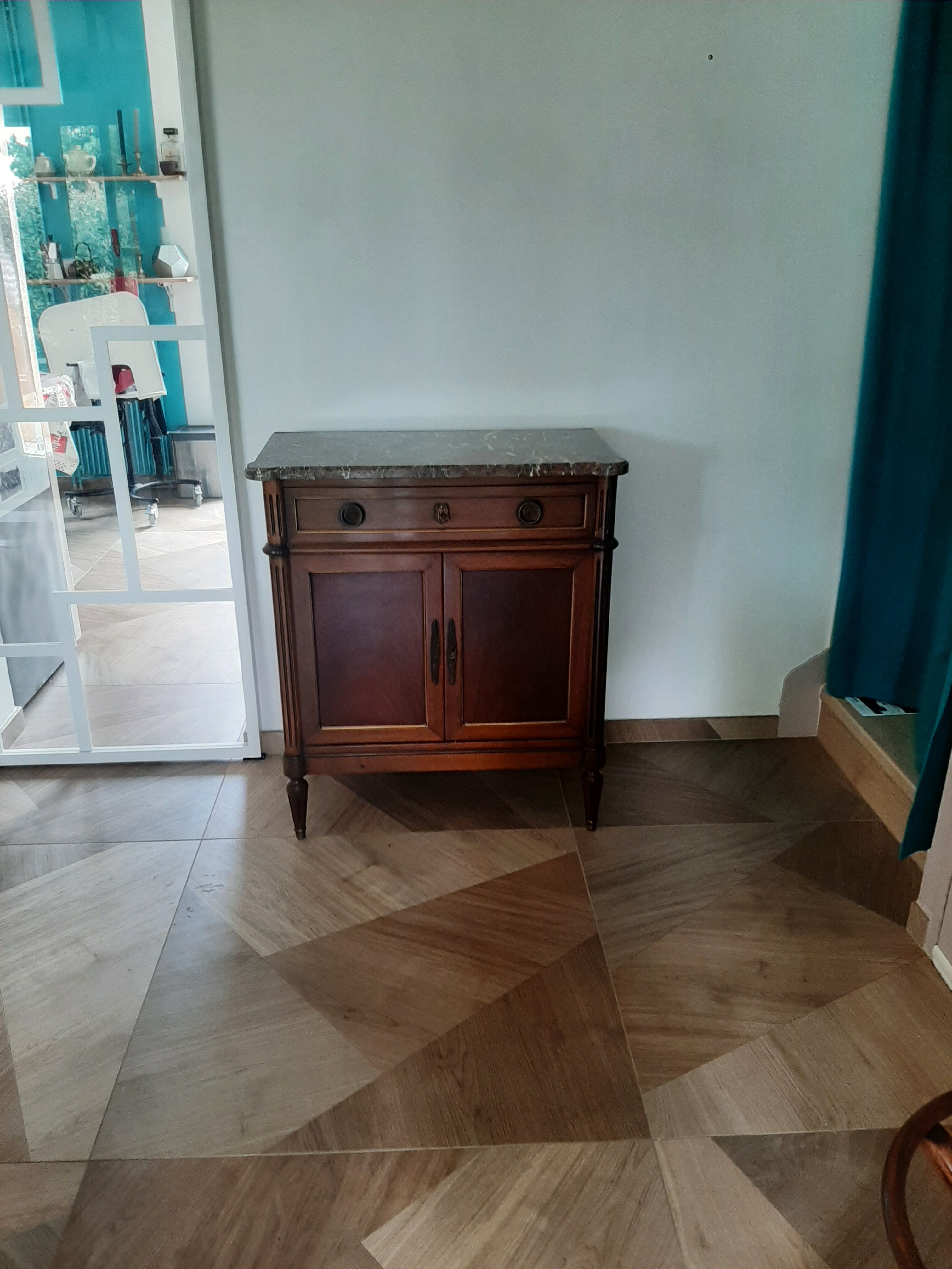 vintage - Small style chest of drawers - Louis XVI marble top with 1 drawer and 2 doors