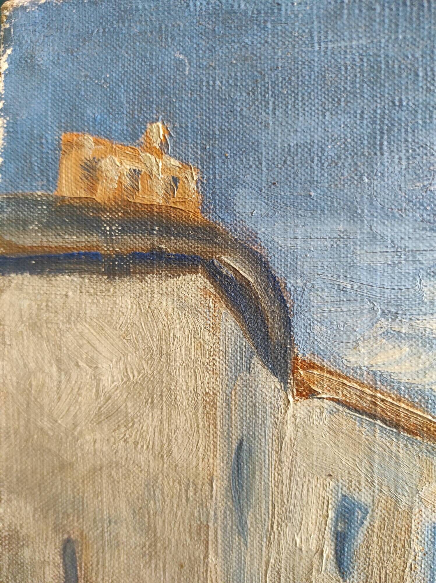 French vintage oil painting, signed Hollan, 1964