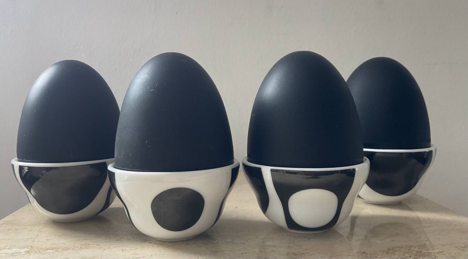 Set of Verner Panton design egg cups for Menu