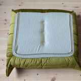 Armchair and pouffe Togo in green olive velvet model designed by Michel Ducaroy 1973