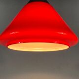 Suspension in red glass and chrome by Peill and Putzler, 1970, Germany