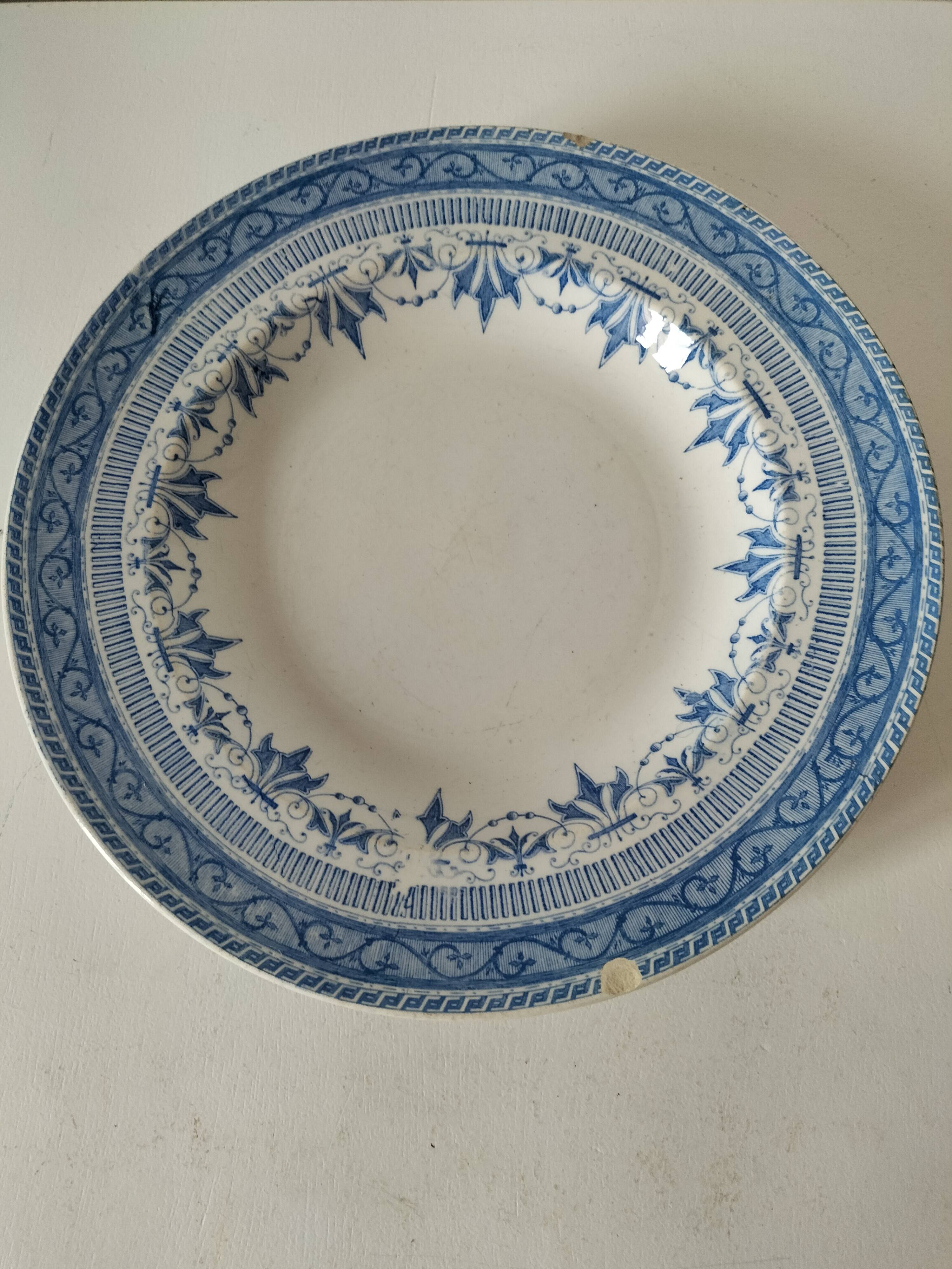 Pair of old Boulenger Choisy-le-Roi soup plates – Gallic decor
