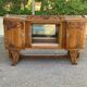 Art Deco sideboard top, low display cabinet in solid wood and mirror from the 1940s.