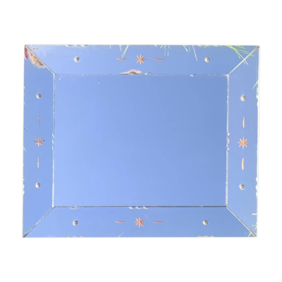 Miroir mural rectangulaire Art Déco incrusté et ciselé sur bois