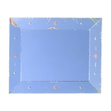 Rectangular Art Deco wall mirror inlaid and chiseled on wood