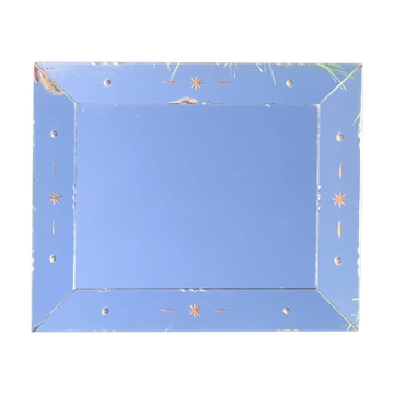 Rectangular Art Deco wall mirror inlaid and chiseled on wood