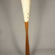Sculptural floor lamp - exotic wood and textured shade, modern vintage style