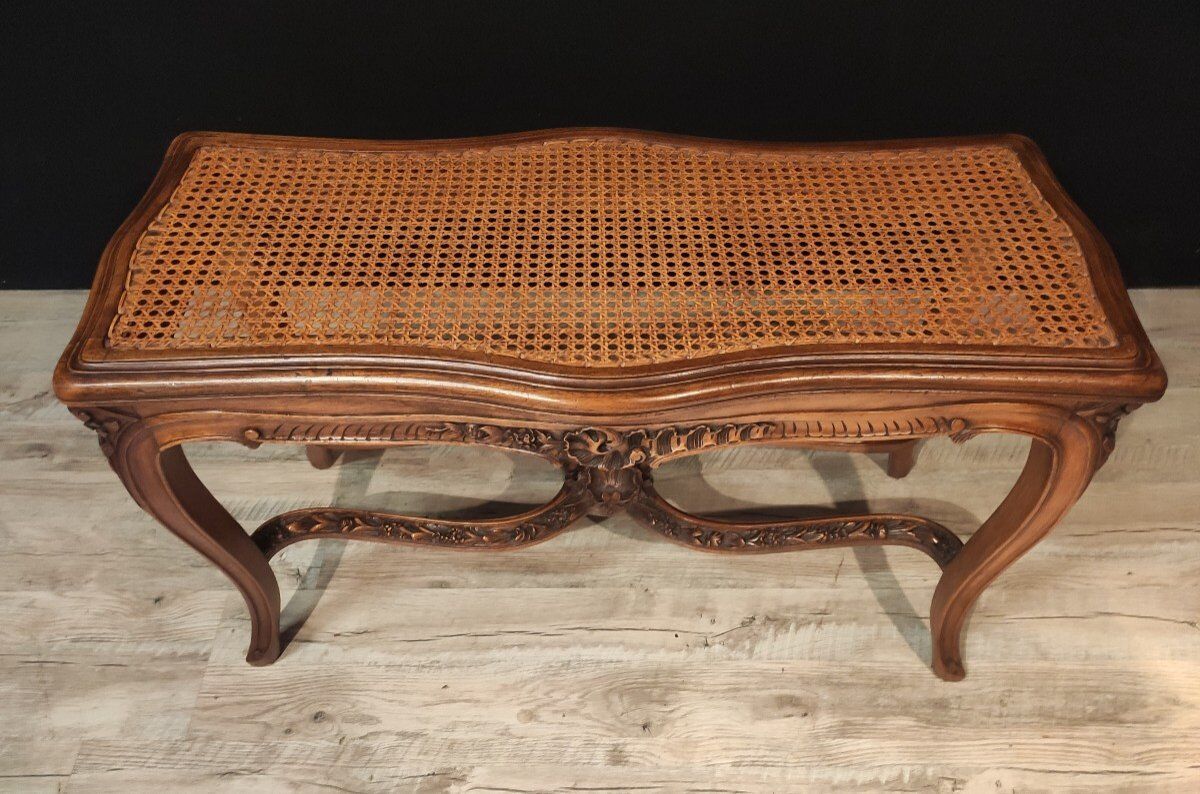 Piano bench cannée  Louis XVI style with two seats