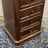 Nightstand in walnut and marble top, late 19th century