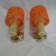 Pair of vintage applique in orange and brass perspex