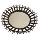 Round wall mirror with a modern mid-century wooden frame, 1960s, Germany.
