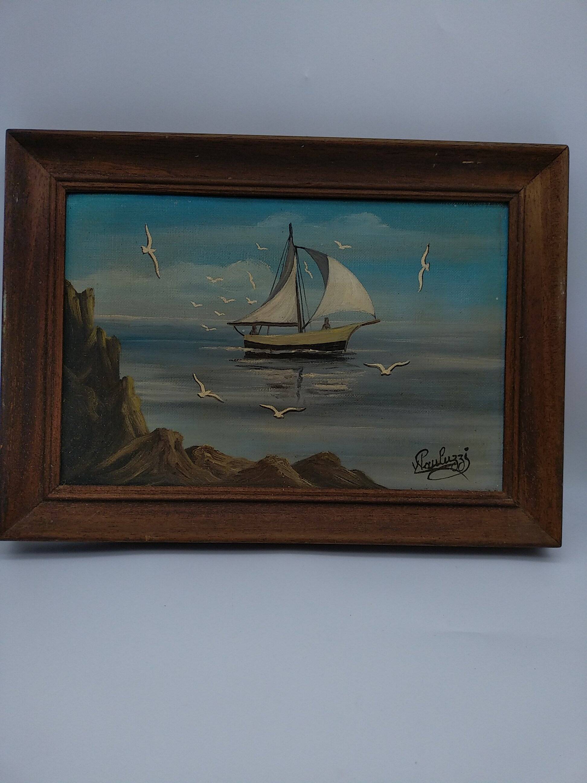 Sailboat and flight of seagulls. Yvon Pauluzzi.