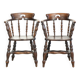 Set of two wooden English antique captain chairs from the late 19th century