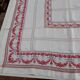 Large red and white tablecloth 1m95x2m85 and its 12 monogrammed “gf” napkins