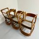 Set of 6 Baumann sleigh chairs in wood and brown fabric, original 1960s