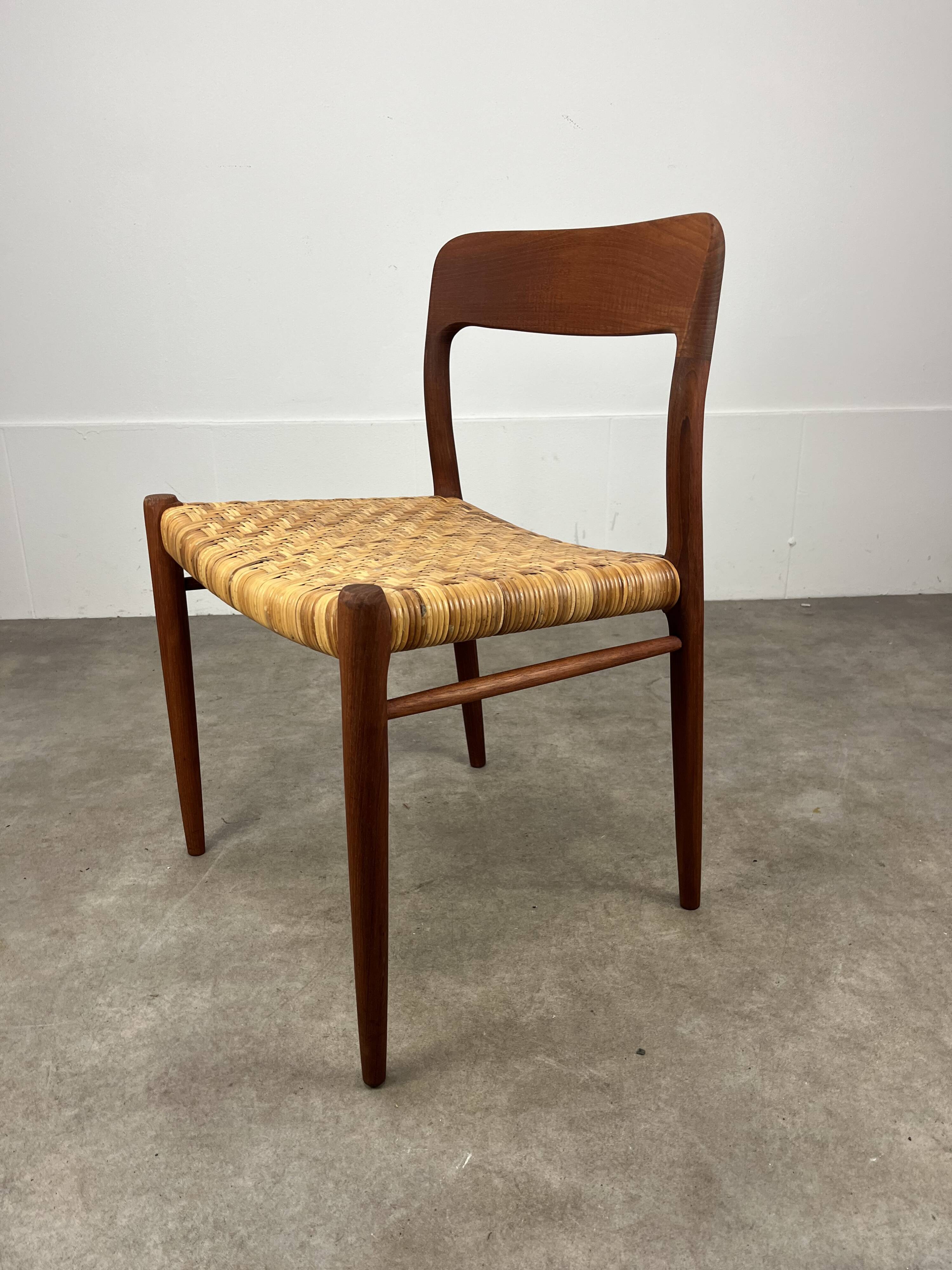 4 chairs 75 by Niels Otto Moller, Scandinavian design, teak