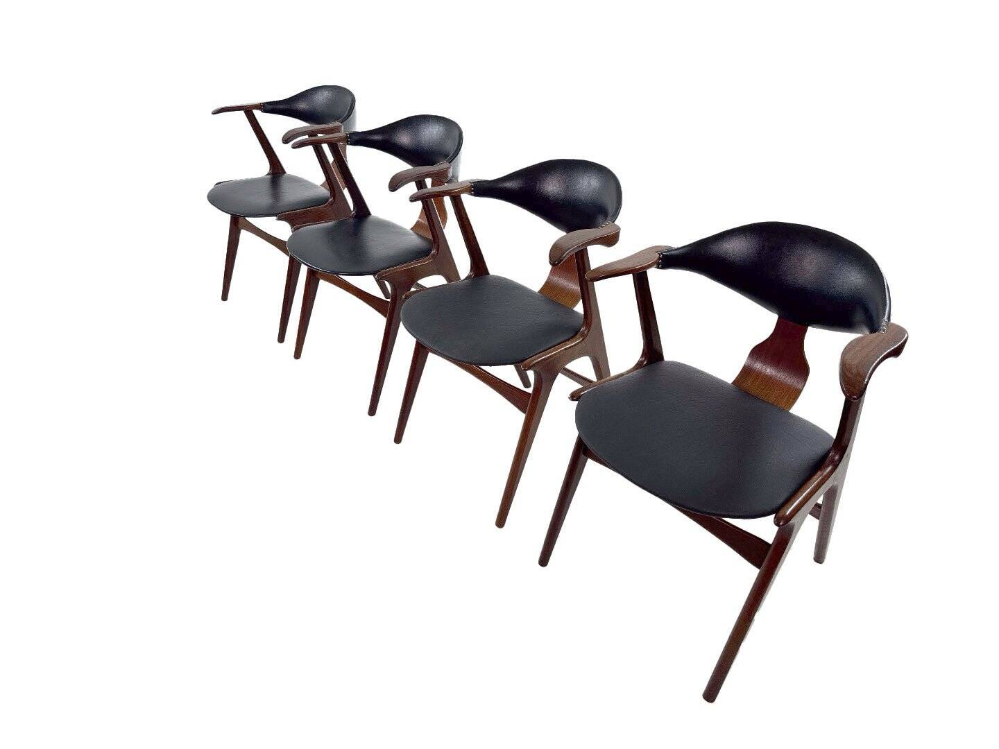 Set of 4 vintage design 'Koehoorn' dining chairs by Louis van Teeffelen for AwA