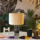 Modernist cubist Building table lamp by Curtis Jere
