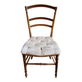 Napoleon III chair in dark wood and beige cotton velvet.