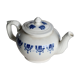Antique teapot Saint-Uze steel clay cobalt blue pattern