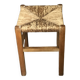 Wooden stool with straw seat