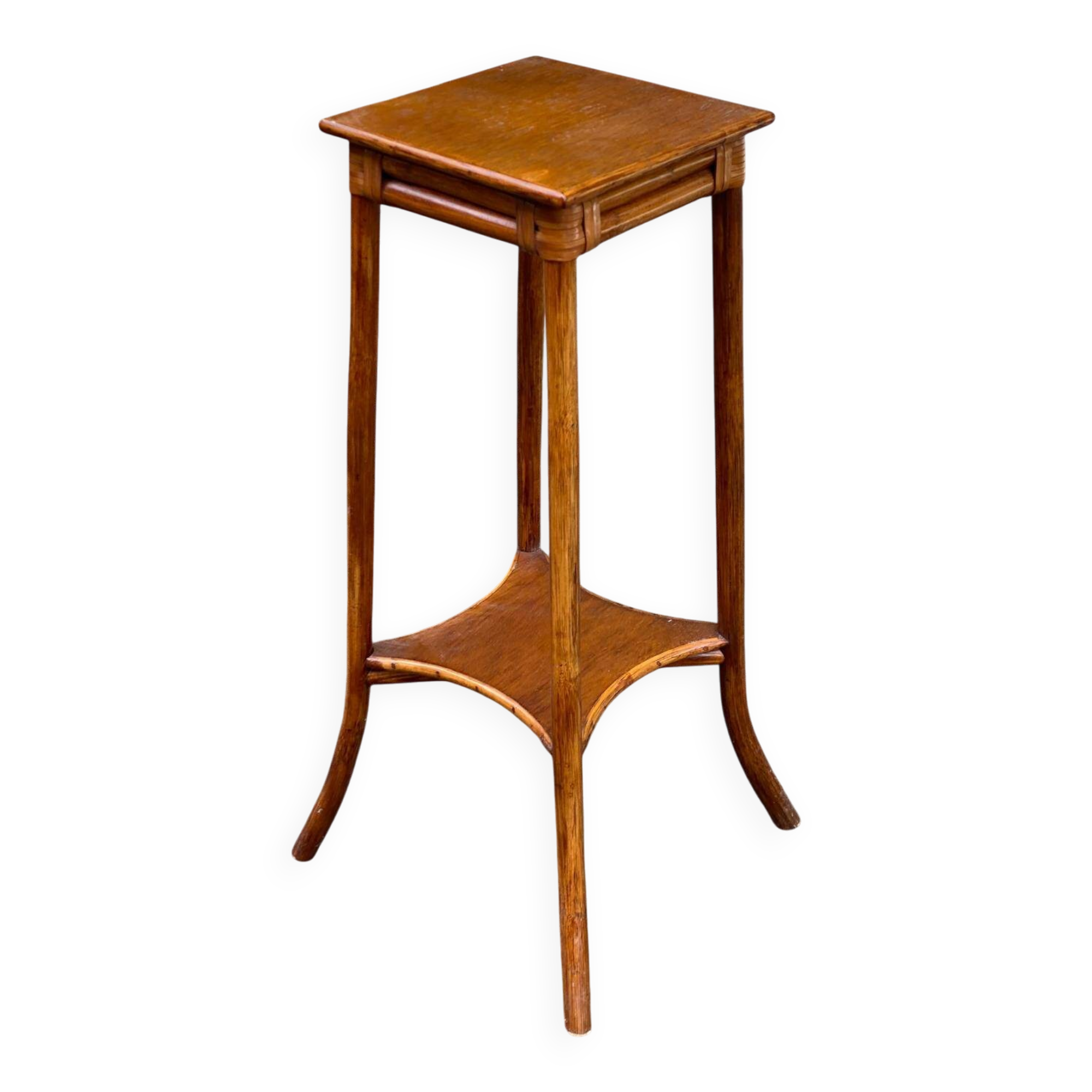 Vintage Art Nouveau shelf in solid wood and bamboo Maugrion Fran