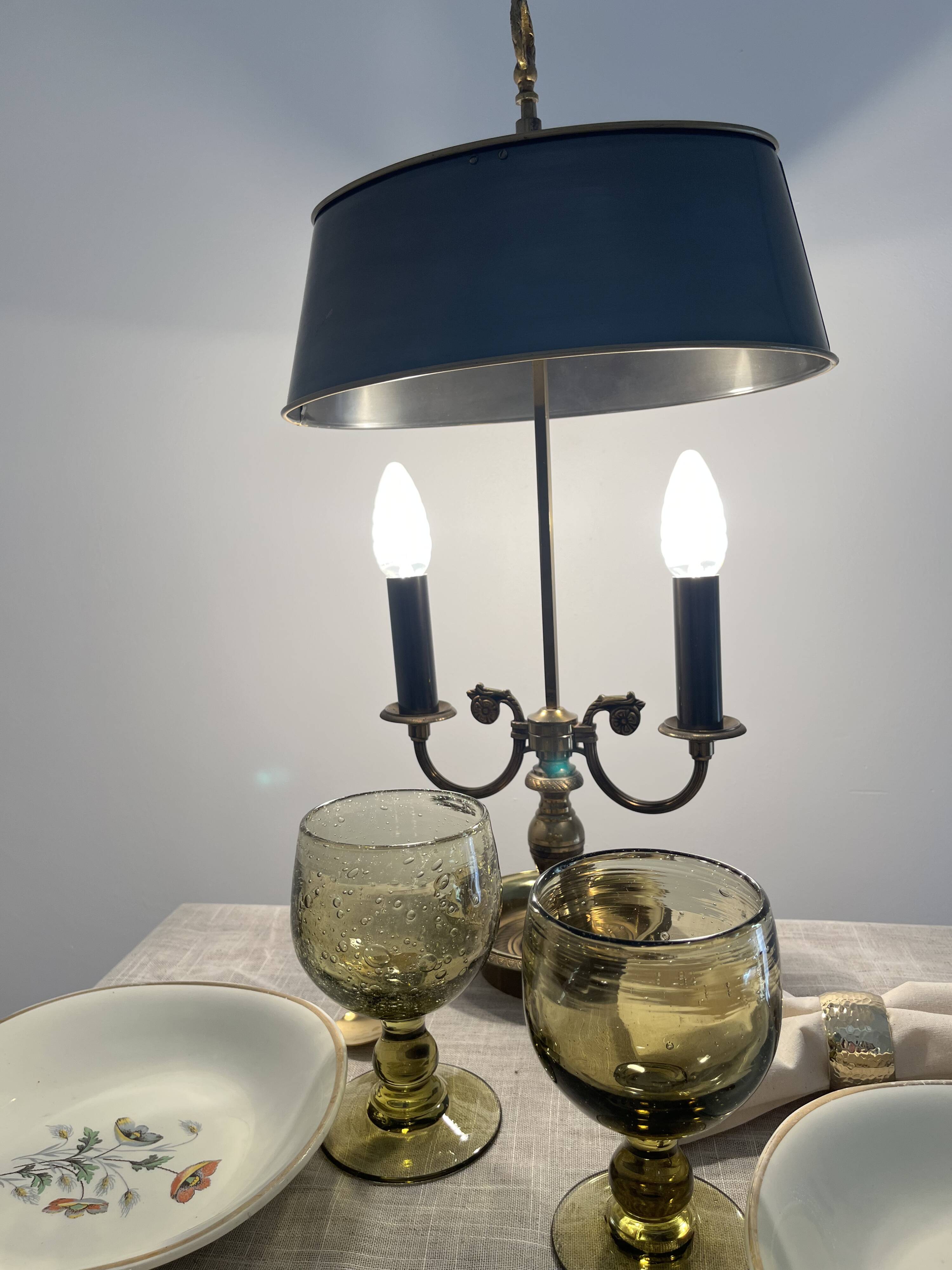 Biot green stemmed glasses