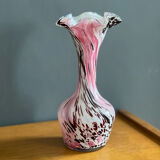 Vase in blown glass, speckled pink
